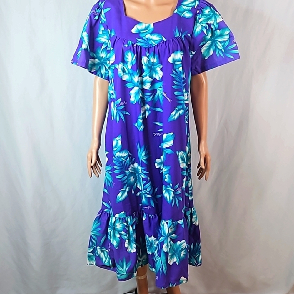 New Horizon Purple Hawaiian Women's Dress Sz XL
